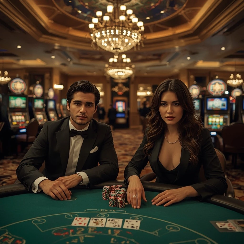 Deux joueurs de poker dans un Savanna Wins Casino